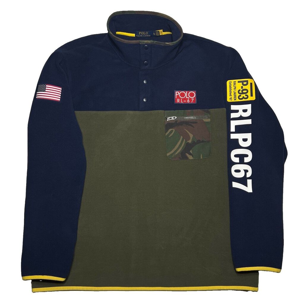 Polo Ralph Lauren Camo USA P-93 Tech Sport RL-67 Fleece Jacket Mens Sz XL